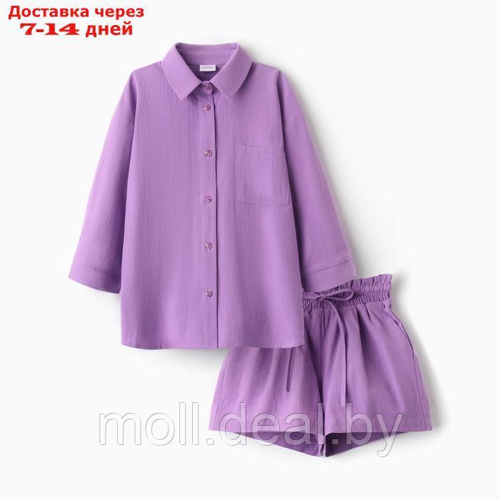 Костюм для девочки (рубашка и шорты) MINAKU, цвет сиреневый, рост 146-152 см - фото 5 - id-p209824192