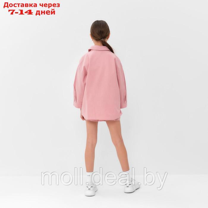 Костюм для девочки (рубашка и шорты) MINAKU, цвет пудрово-розовый, рост 158-164 см - фото 2 - id-p209824198