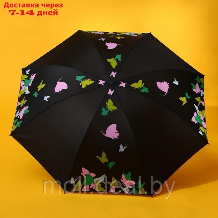 Зонт механический "Яркие бабочки", 8 спиц, d=95, цвет чёрный - фото 2 - id-p209816253