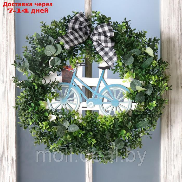 Венок на дверь интерьерный "Велосипед" 48х48 см - фото 2 - id-p209758032