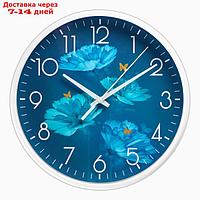 Часы настенные, серия: Интерьер, "Цветы", плавный ход, d-25 см, АА