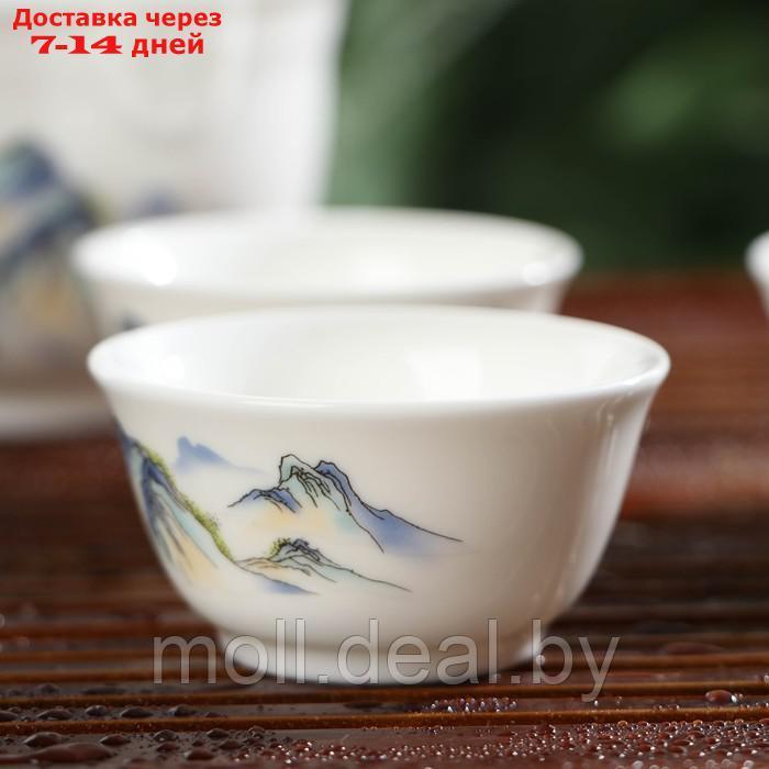 Набор чайный керамический "Восточная мудрость", 4 предмета: 3 пиалы, гайвань, цвет белый - фото 3 - id-p209819243