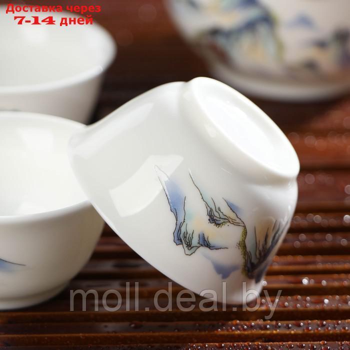 Набор чайный керамический "Восточная мудрость", 4 предмета: 3 пиалы, гайвань, цвет белый - фото 4 - id-p209819243