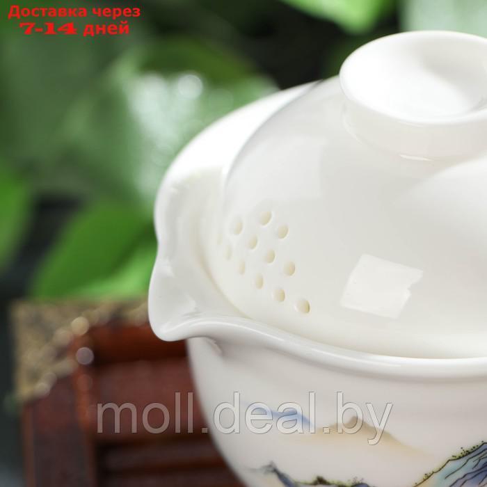 Набор чайный керамический "Восточная мудрость", 4 предмета: 3 пиалы, гайвань, цвет белый - фото 5 - id-p209819243