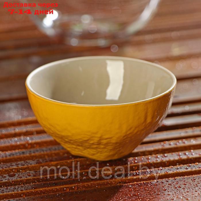 Набор для чайной церемонии "Лимон", 6 предметов: стеклянная чаша с крышкой, 2 керамические чаши, тряпка, - фото 3 - id-p209819244