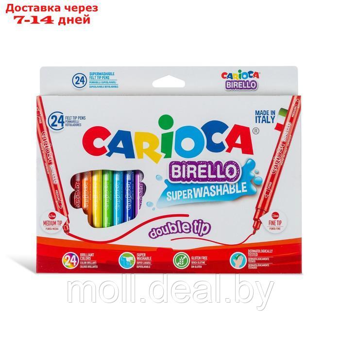 Фломастеры двусторонние 24 цвета, Carioca Birello 2.6/4.7 мм, в картонной коробке - фото 1 - id-p209819248