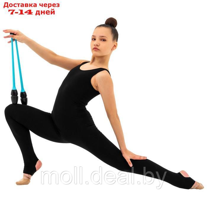 Булавы гимнастические вставляющиеся Grace Dance, 46 см, цвет чёрный/голубой - фото 4 - id-p209813301