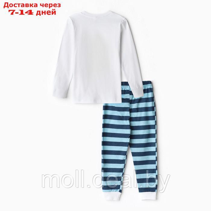 Пижама для мальчика (лонгслив/штанишки), цвет белый/синий/енот, рост 116см - фото 4 - id-p209823246