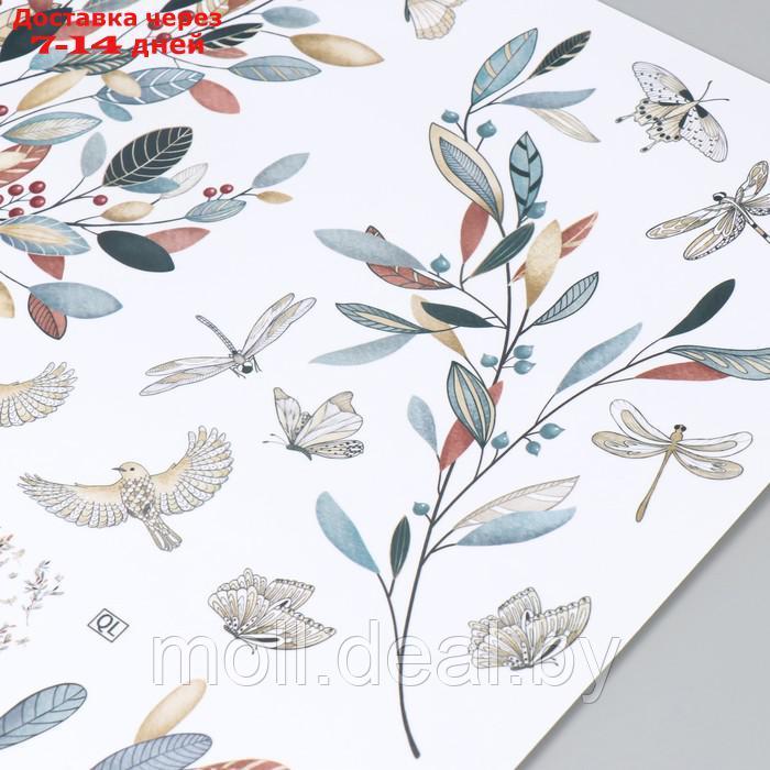 Наклейка пластик интерьерная цветная "Северные растения и птицы" 62х44 см - фото 3 - id-p209814308