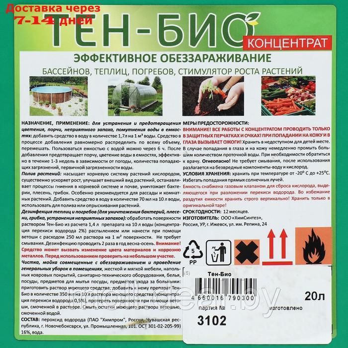 Средство обеззараживающее для бассейнов, теплиц, почв, погребов Тен-Био 20 л - фото 3 - id-p209819294