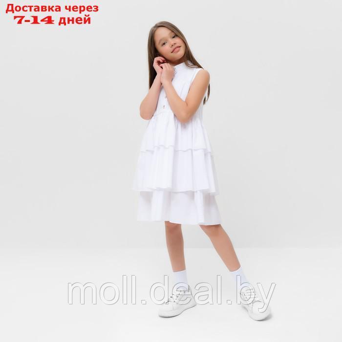 Платье для девочки MINAKU: Cotton collection цвет белый, р-р 134 - фото 2 - id-p209823289