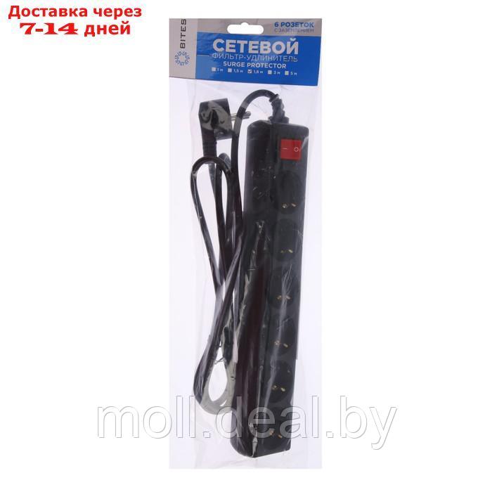 Сетевой фильтр 5bites SP6B-218 6S, 6 розеток, 3х0.75 мм2, 1.8 м, чёрный - фото 6 - id-p209815328