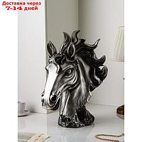 Садовая фигура "Голова коня", полистоун, 51 см, серебро, 1 сорт, Иран