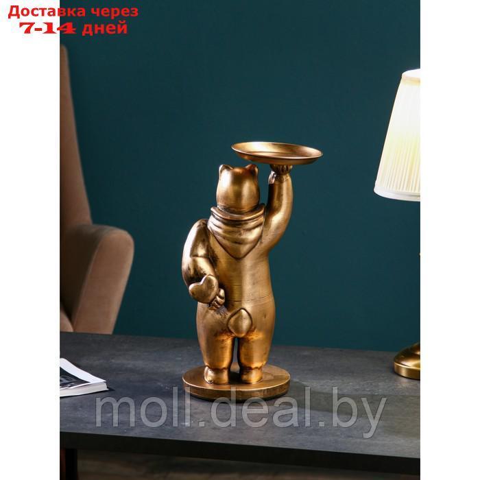Подставка для мелочей "Медведь", полистоун, 45 см, золото, Иран, 1 сорт - фото 3 - id-p209824328