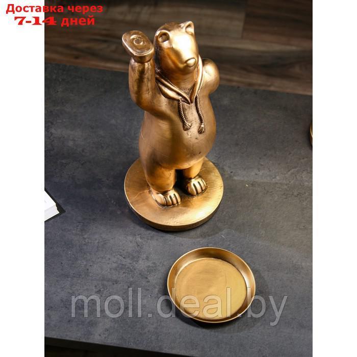 Подставка для мелочей "Медведь", полистоун, 45 см, золото, Иран, 1 сорт - фото 5 - id-p209824328