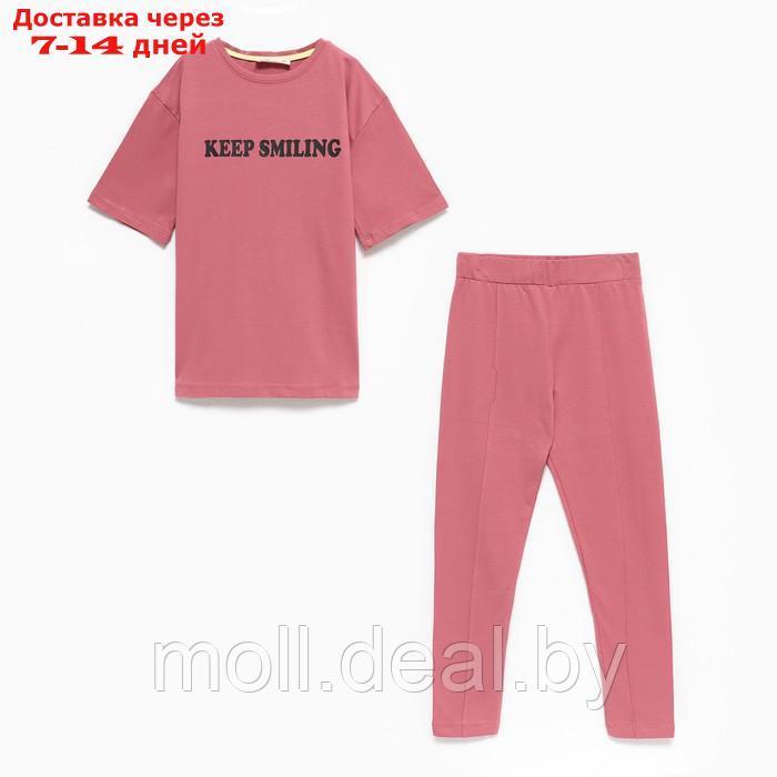 Комплект детский (футболка/леггинсы), цвет кармин, рост 164см
