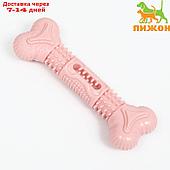 Игрушка  для лакомств и сухого корма "Кость", TPR, массажная, 14,5 х 3,5 см, розовая