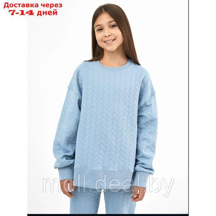 Джемпер (свитшот) для девочек, цвет серо-голубой, размер 122 см - фото 1 - id-p209823356