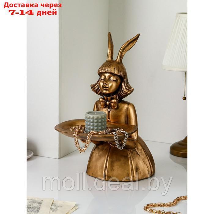 Подставка для мелочей "Девочка", полистоун, 51 см, золото, Иран, 1 сорт - фото 1 - id-p209824393