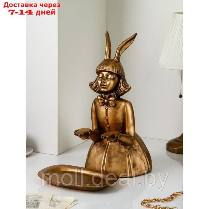 Подставка для мелочей "Девочка", полистоун, 51 см, золото, Иран, 1 сорт - фото 2 - id-p209824393