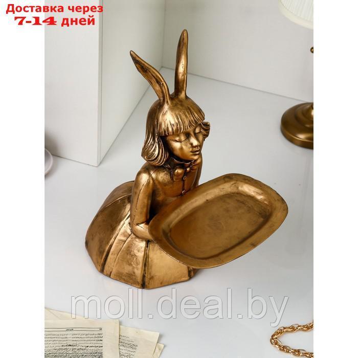 Подставка для мелочей "Девочка", полистоун, 51 см, золото, Иран, 1 сорт - фото 6 - id-p209824393
