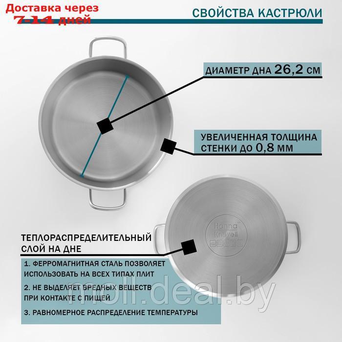 Кастрюля Hanna Knövell с крышкой, 11 л, d=28 см, h=18 см, толщина стенки 0,8 мм, индукция - фото 3 - id-p209816449