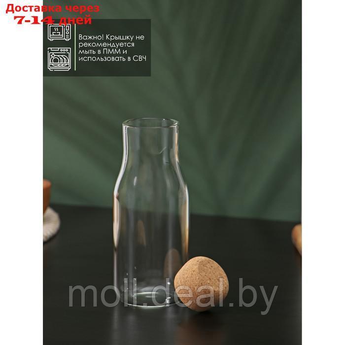 Бутыль стеклянная для соусов и масла с пробковой крышкой "Эко", 400 мл, 6×16,5 см - фото 2 - id-p209821462