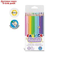 Карандаши 12 цветов Carioca Pastel, деревянные, шестигранные, нежные пастельные цвета. грифель 3,3 мм, ПВХ.