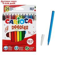 Фломастеры 24 цвета, CARIOCA "Doodles", суперсмываемые, тонкий наконечник, яркие, премиум качество