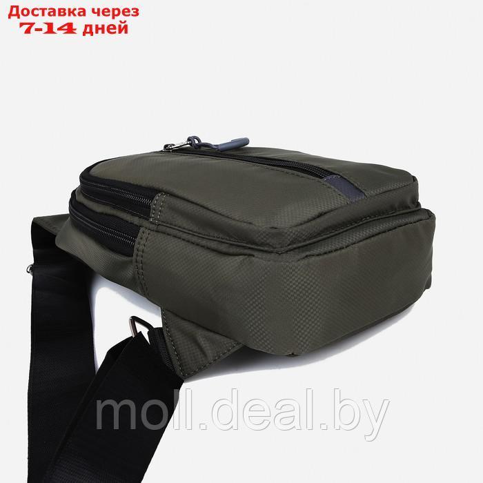 Рюкзак-слинг 15*5,5*29 см, 1 отд на молнии, 3 н/кармана, выход д/наушников, зеленый - фото 5 - id-p209822511