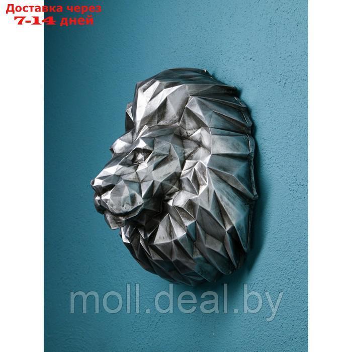 Садовая фигура "Голова льва", полистоун, 32 см, серебро, 1 сорт, Иран - фото 1 - id-p209817543