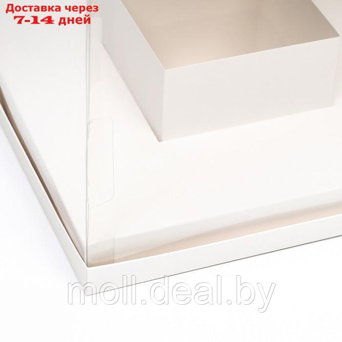 Коробка для цветов с вазой и PVC окнами складная, 23 х 30 х 23 см белый - фото 3 - id-p209821553
