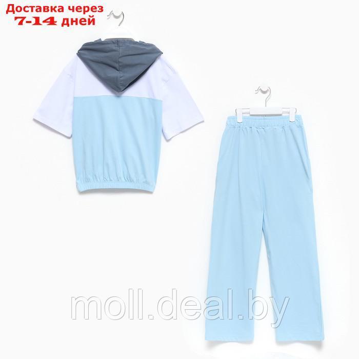 Комплект для девочки (футболка/леггинсы), цвет голубой, рост 158см - фото 4 - id-p209818566