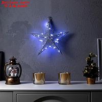 Светодиодная фигура "Серебристая звезда", 30.5x10x30.5 см, 16 LED, ААх2 (не в компл.), БЕЛЫЙ 95912