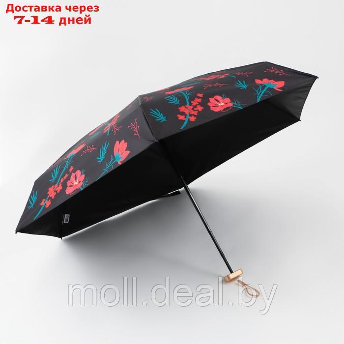 Зонт "Красные цветы, складывается в размер телефона