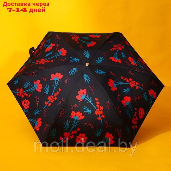 Зонт "Красные цветы, складывается в размер телефона - фото 2 - id-p209756511