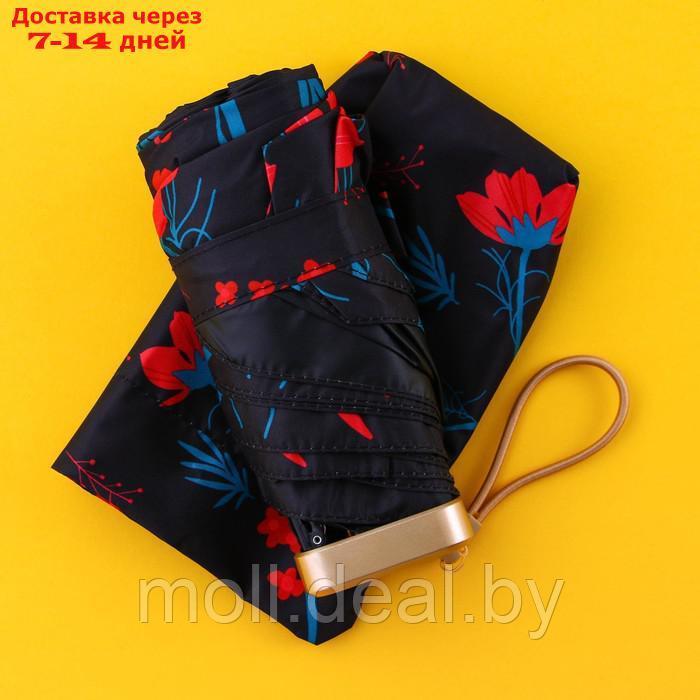 Зонт "Красные цветы, складывается в размер телефона - фото 6 - id-p209756511