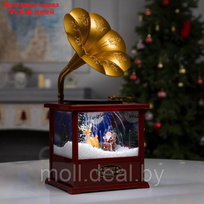 Фигура светодиодная граммофон "Дед Мороз с подарками", 18х16х38 см, музыка, 5V, БЕЛЫЙ - фото 1 - id-p209824681