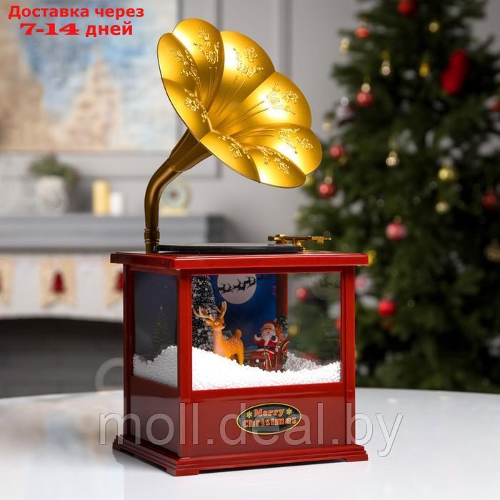 Фигура светодиодная граммофон "Дед Мороз с подарками", 18х16х38 см, музыка, 5V, БЕЛЫЙ - фото 2 - id-p209824681