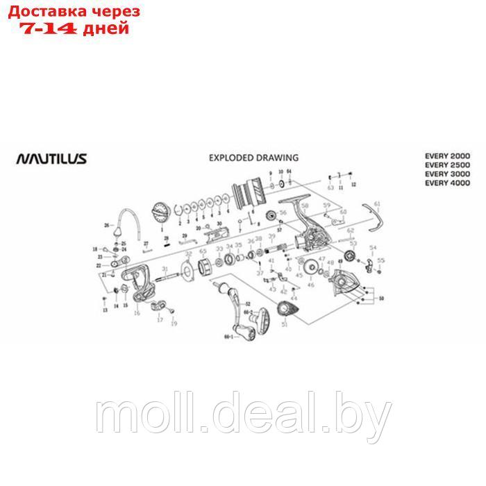 Катушка Nautilus Every 2500, 3+1 подшипник, 5.1:1 - фото 2 - id-p209817697