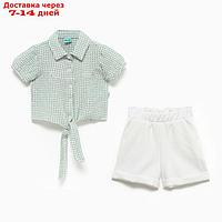 Комплект для девочки (футболка/шорты), цвет зелёный, рост 110см