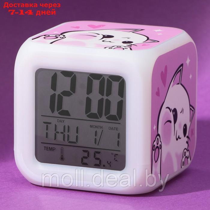 Электронные часы-будильник "Котик", с подсветкой - фото 1 - id-p209757553