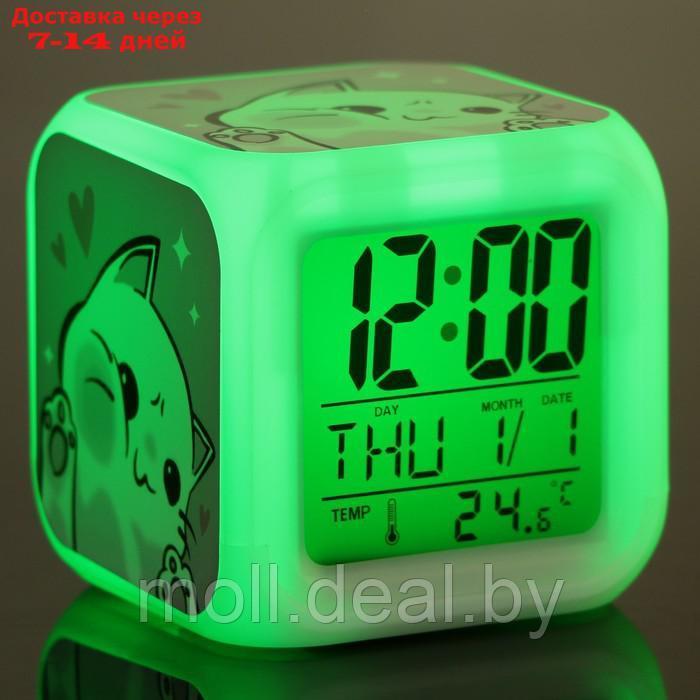 Электронные часы-будильник "Котик", с подсветкой - фото 9 - id-p209757553