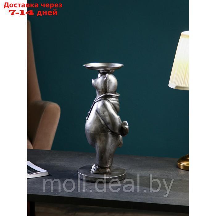 Подставка для мелочей "Медведь", полистоун, 43 см, серебро, Иран - фото 3 - id-p209759655