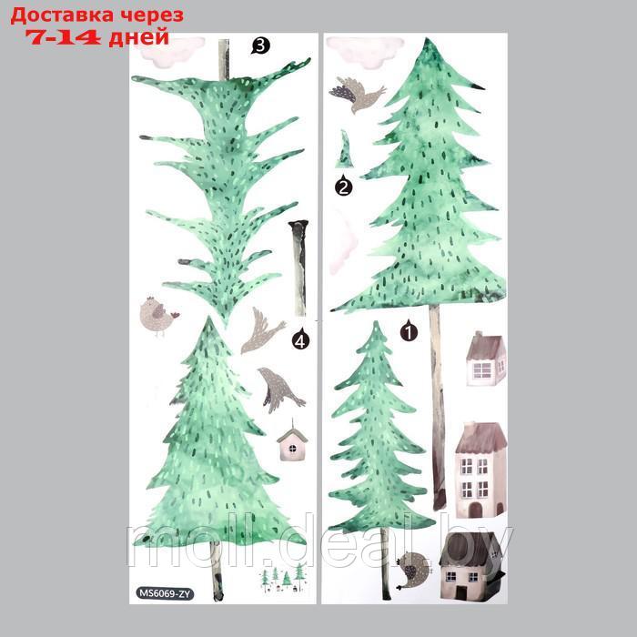 Наклейка пластик интерьерная цветная "Домики в сосновом лесу" набор 2 листа 30х90 см - фото 2 - id-p209757601