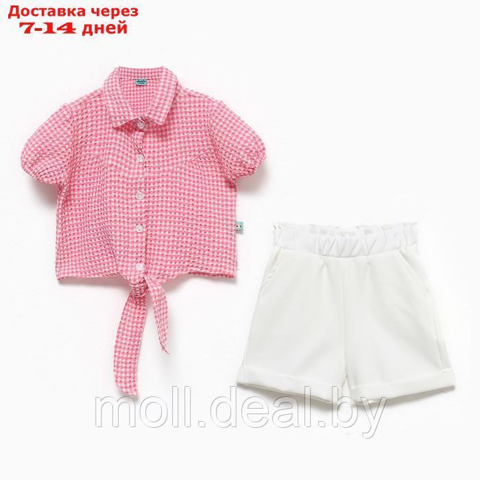 Комплект для девочки (футболка/шорты), цвет розовый, рост 104см - фото 1 - id-p209816856