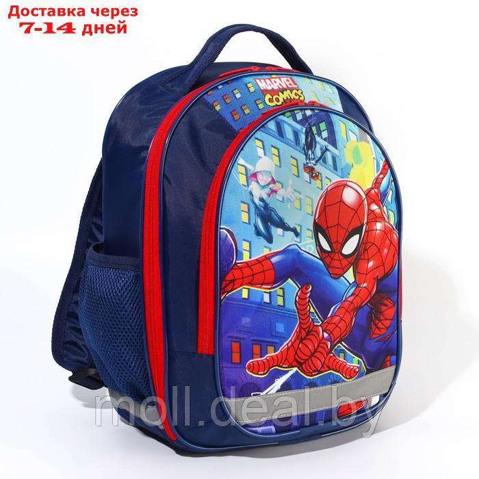 Рюкзак школьный эргонм.спинка Б 37*26*16 Человек-паук темно-синий, - фото 2 - id-p209759700