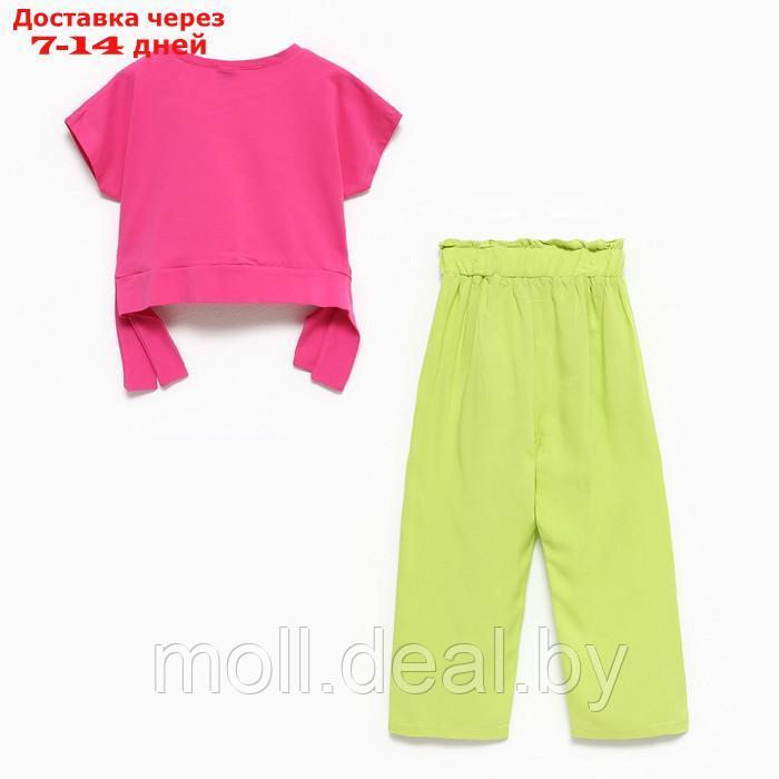 Комплект для девочки (футболка/брюки), цвет фуксия/салатовый, рост 98см - фото 4 - id-p209816880