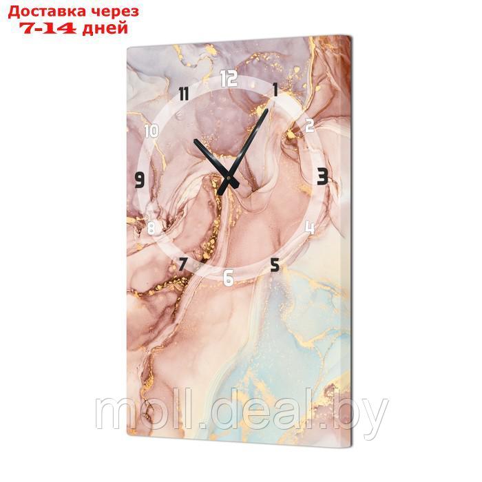 Часы-картина настенные, серия: Интерьер, "Розовый мрамор", плавный ход, 35 х 60 см - фото 1 - id-p209758674