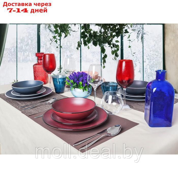 Тарелка керамическая обеденная Доляна "Ваниль", d=27 см, цвет бордовый - фото 5 - id-p209823848